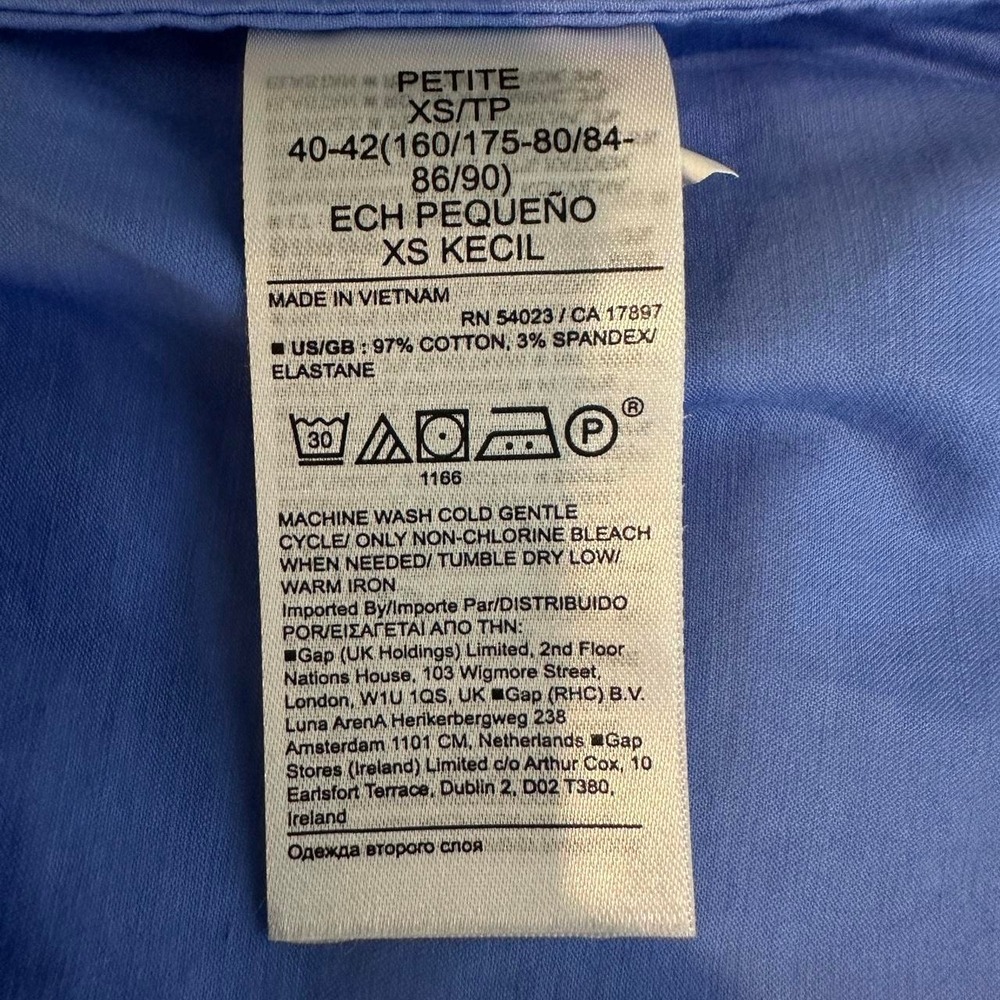 Banana‎ Republic Blue Shirt Dress Petite XS Utility Mini Cotton Stretch - Picture 8 of 8